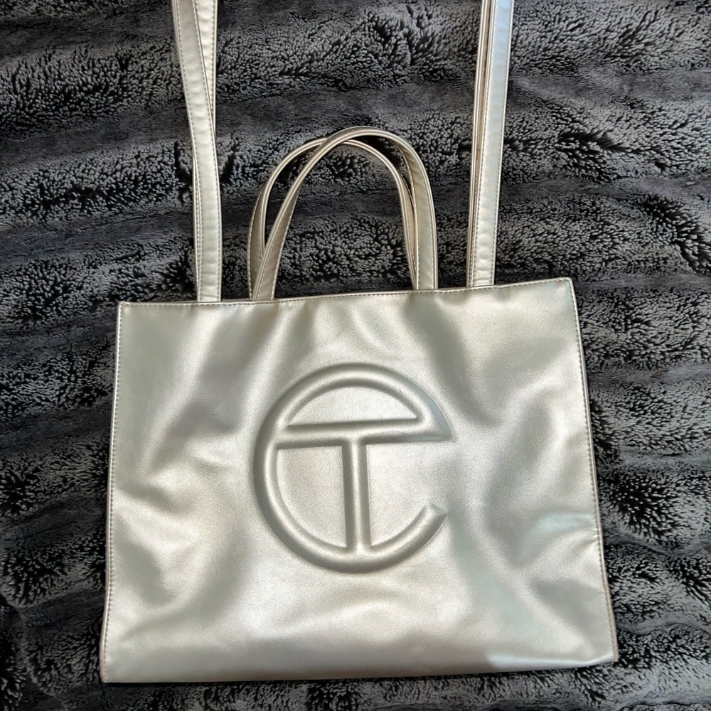 Telfar gold medium shopping bag